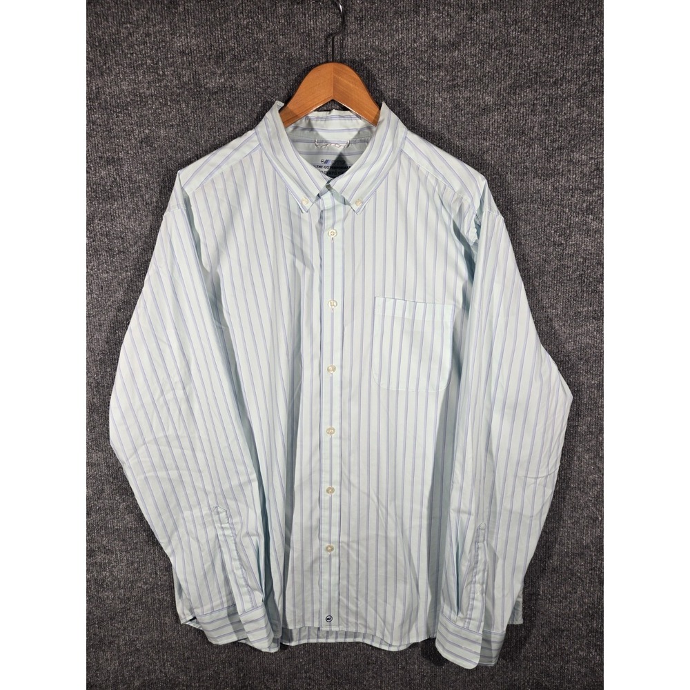 Vineyard Vines OTG Brrr Performance Shirt Mens XL Mint Green Blue Stripe Button